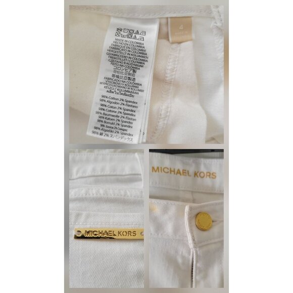 Michael Kors Womens White Skinny Crop Ankle Jeans Gold Accents -SZ 4 - Picture 8 of 8